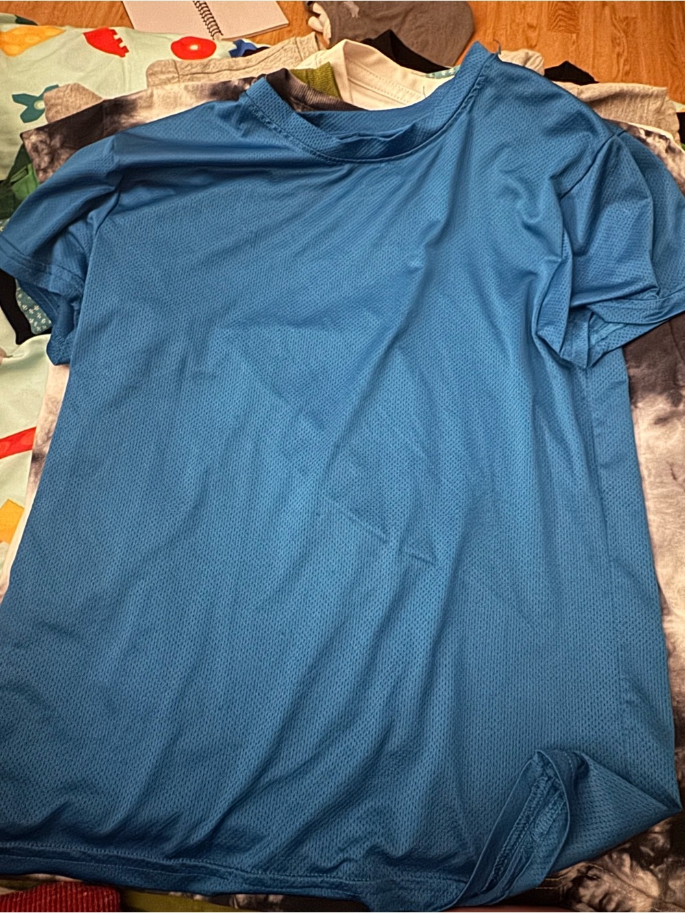 Hanes Blue Short Sleeve Athletic Crew Neck Shirt